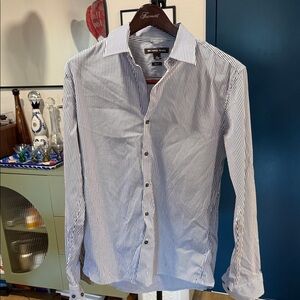 Michael Kors Men's Navy Striped Dress Shirt
